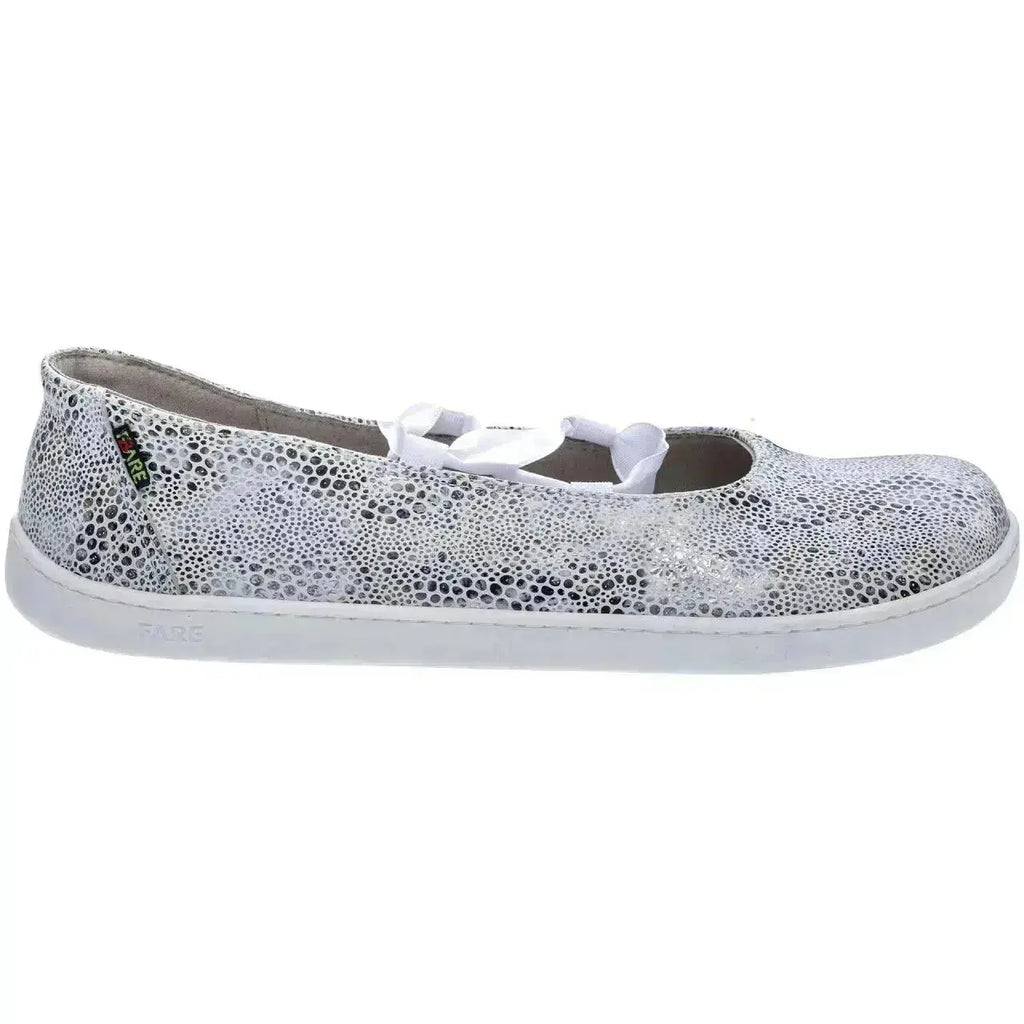 Fare Bare Ballerinas Silver White - Bailarinas barefoot de cuero para mujer plateadas