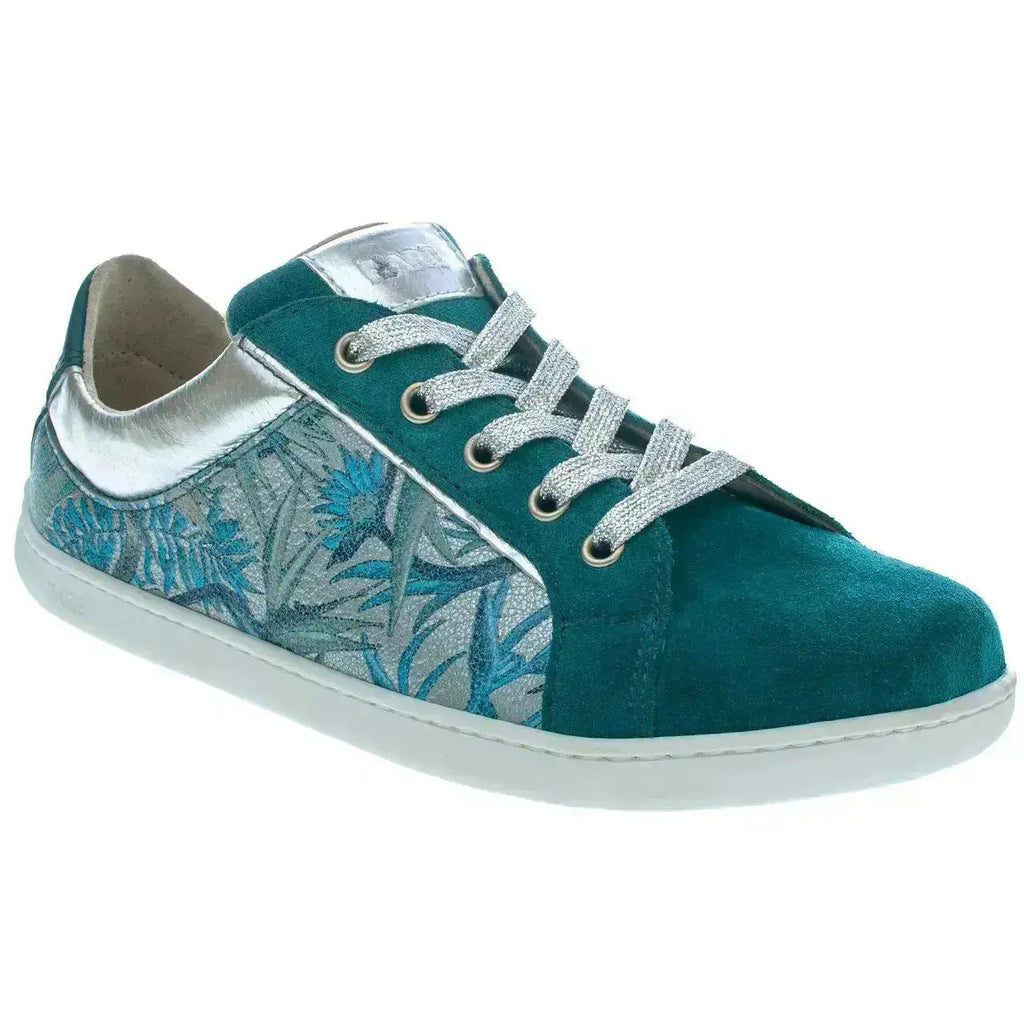 Fare Bare - Elegant Petrol Flower - Zapatillas barefoot de piel para mujer