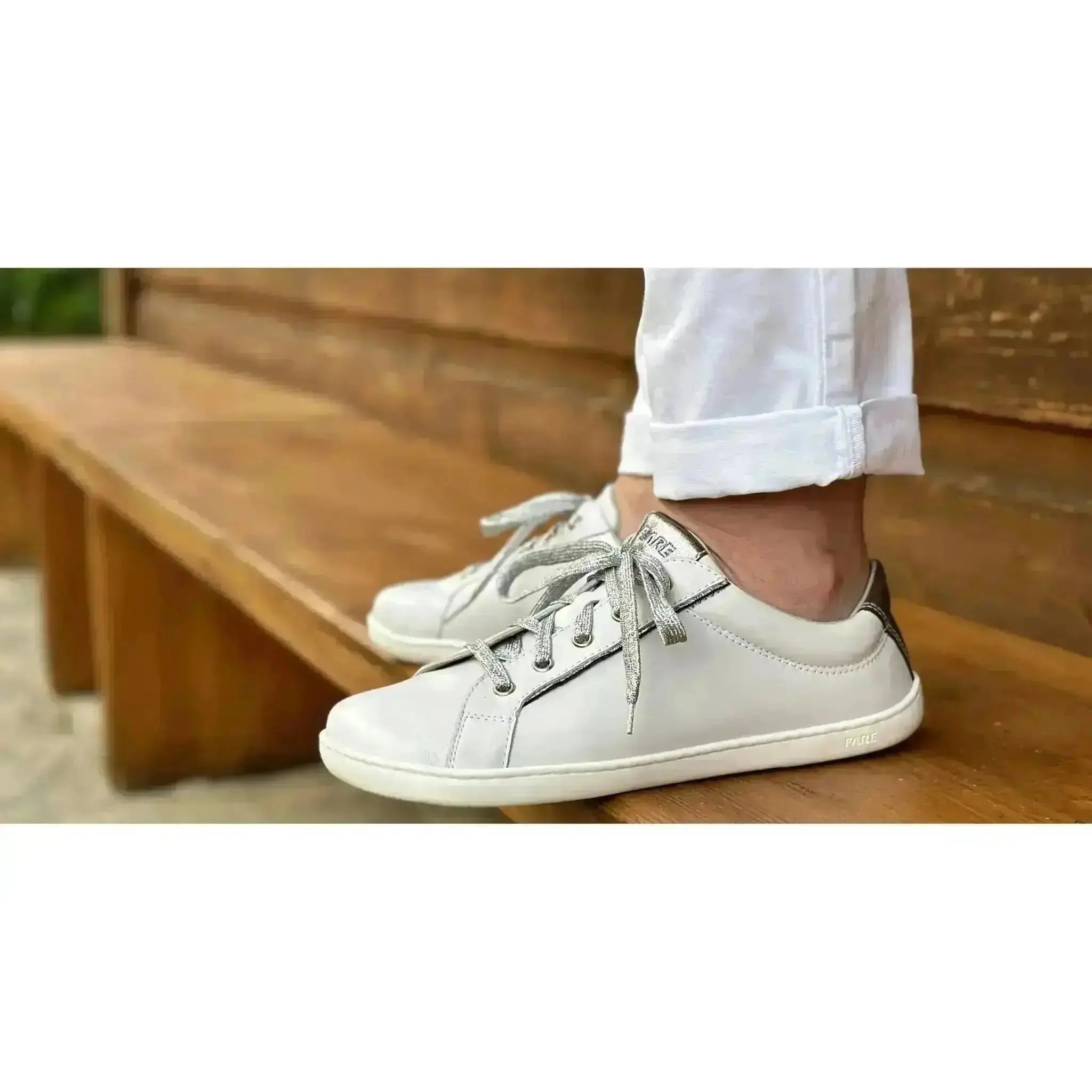 Fare Bare - Elegant Sella White - Zapatillas barefoot de piel para mujer blancas