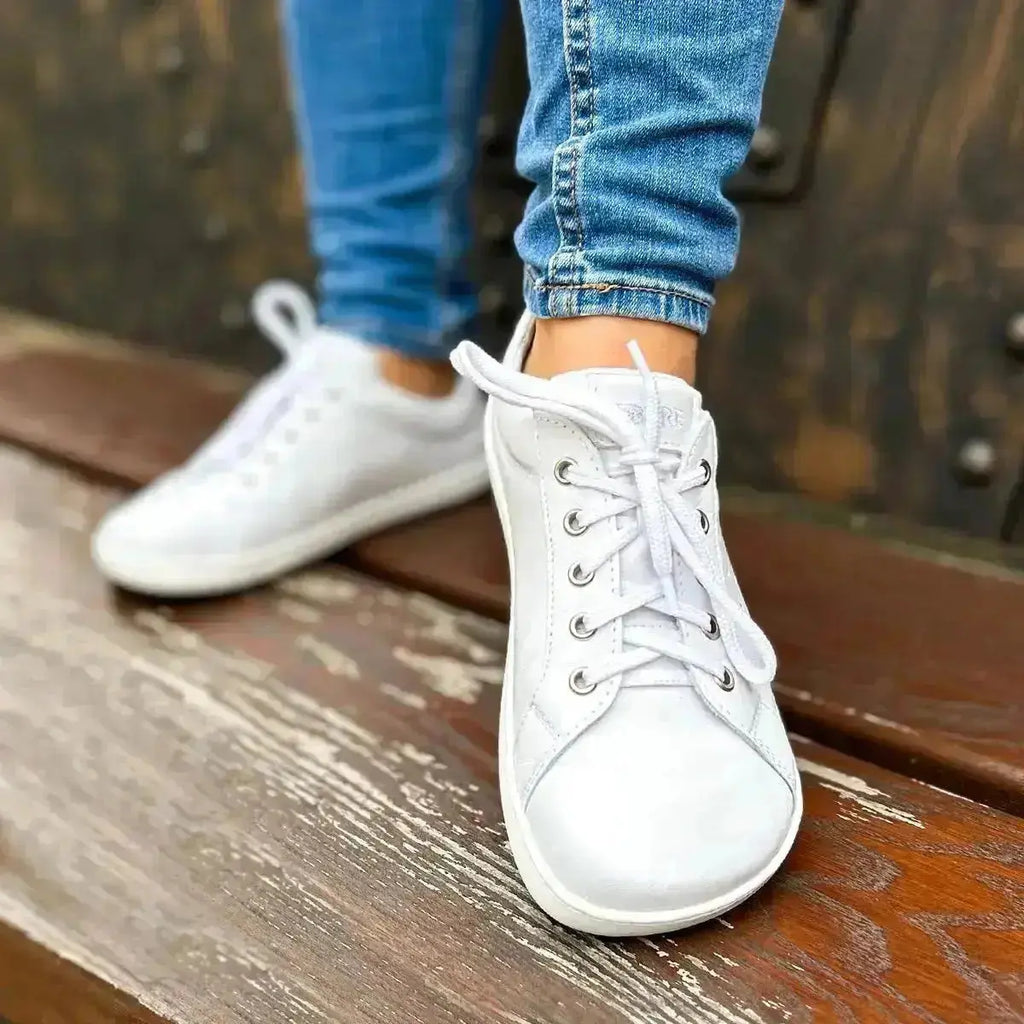 Fare Bare - Elegant Tiana White - Zapatillas barefoot de piel para mujer blancas