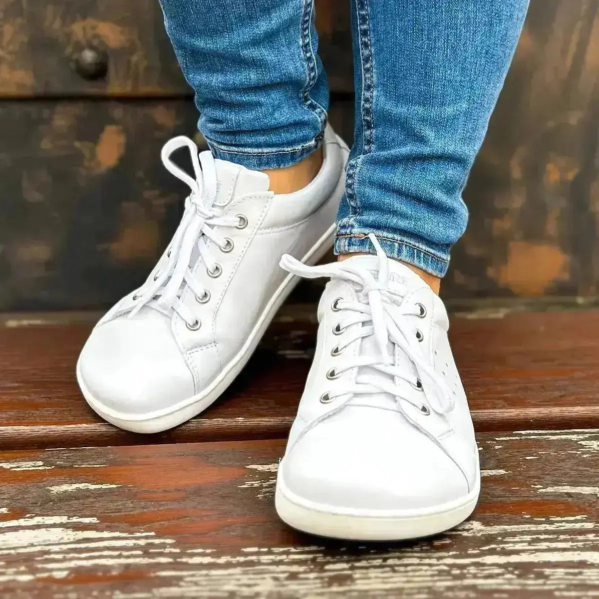 Fare Bare - Elegant Tiana White - Zapatillas barefoot de piel para mujer blancas