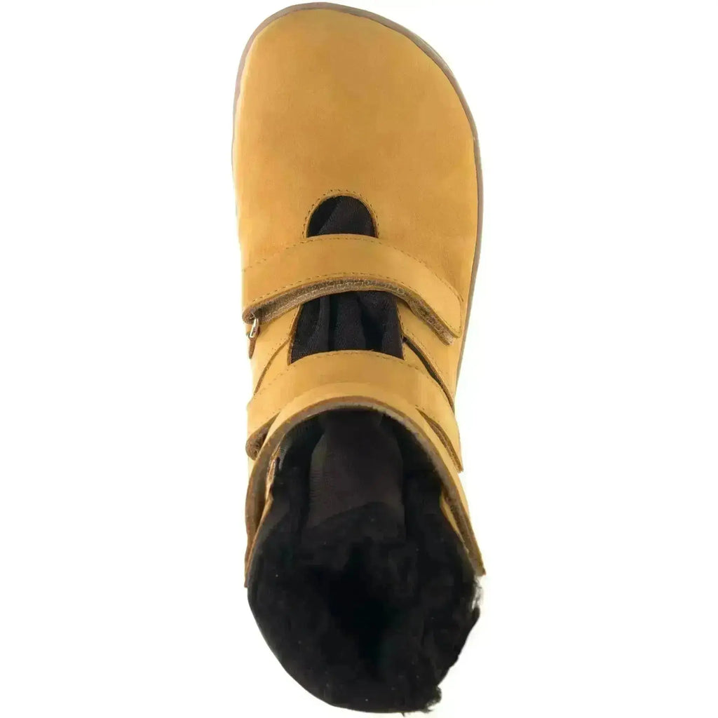 Fare Bare - Fjordky Winter Waterproof Ochre - Botines barefoot impermeables calientes triple velcro