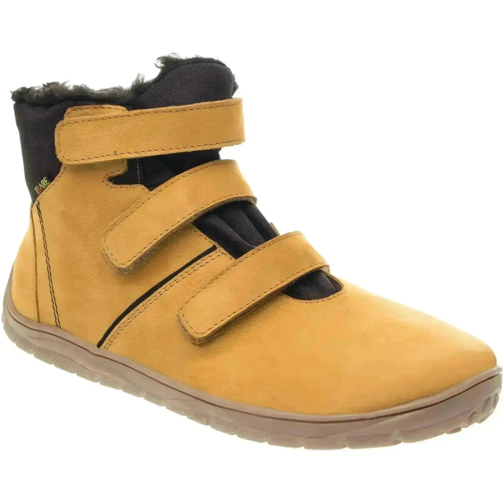 Fare Bare - Fjordky Winter Waterproof Ochre - Botines barefoot impermeables calientes triple velcro