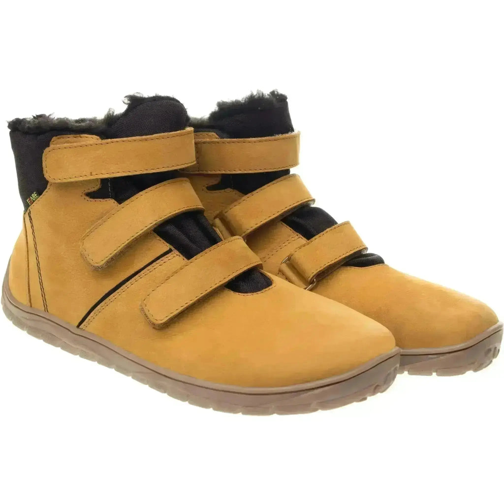 Fare Bare - Fjordky Winter Waterproof Ochre - Botines barefoot impermeables calientes triple velcro