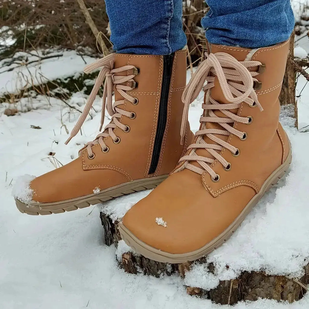 Fare Bare - Freya Winter Shoes Brown - botas barefoot de invierno calientes unisex