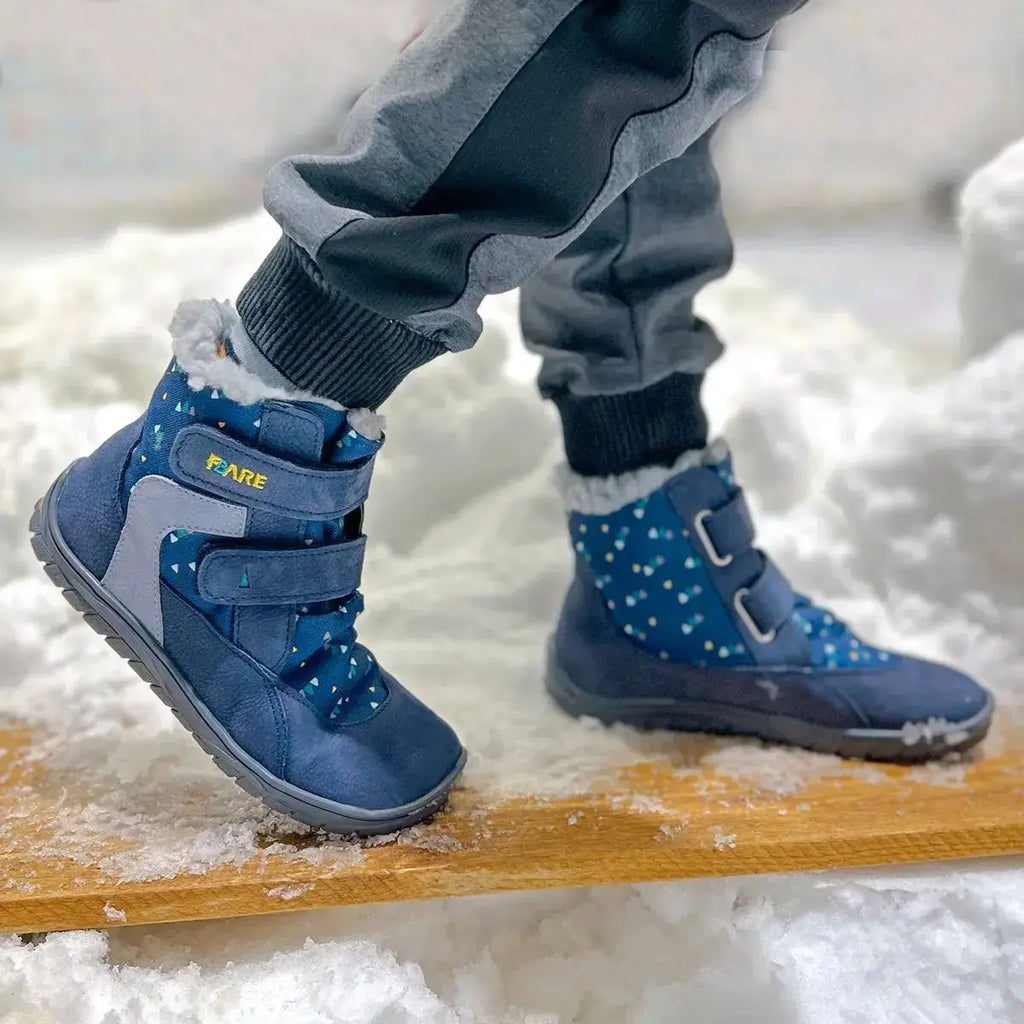 Fare Bare Kids - Frostky Winter Waterproof Blue - Botines barefoot infantiles impermeables calientes