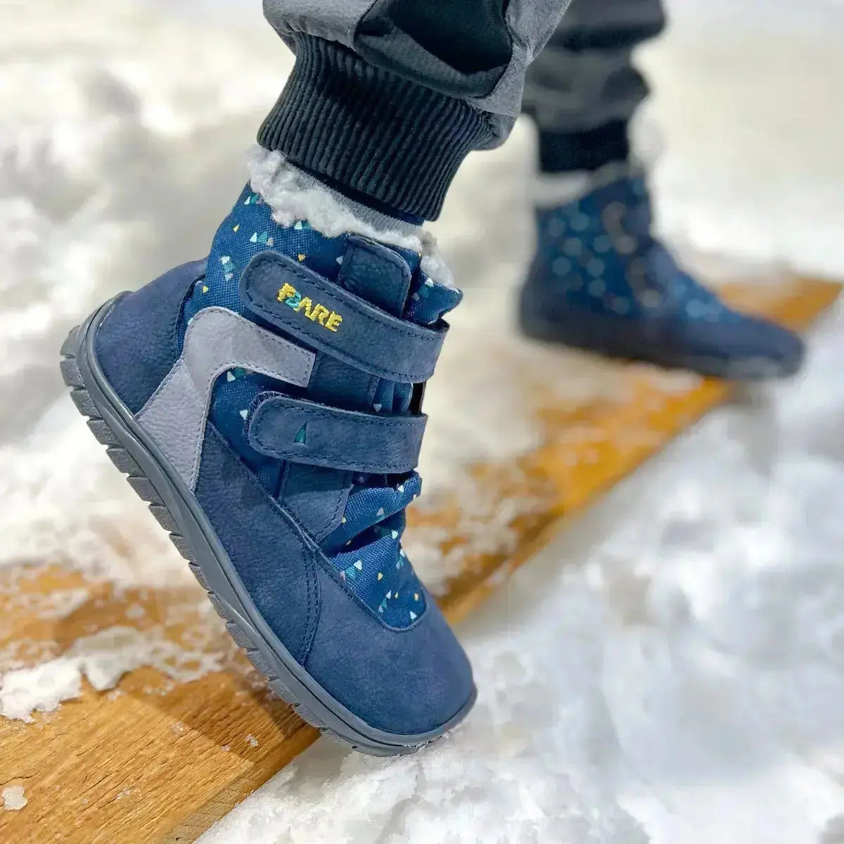 Fare Bare Kids - Frostky Winter Waterproof Blue - Botines barefoot infantiles impermeables calientes