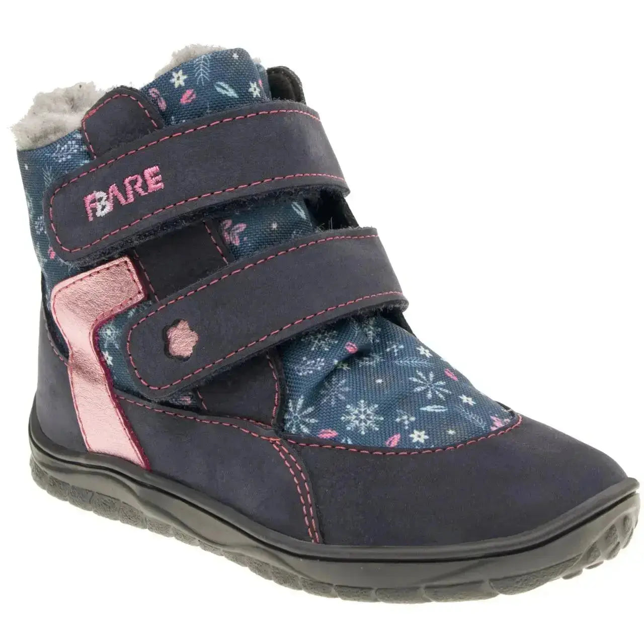 Fare Bare Kids - Frostky Winter Waterproof Blue/Pink - Botines barefoot infantiles impermeables calientes