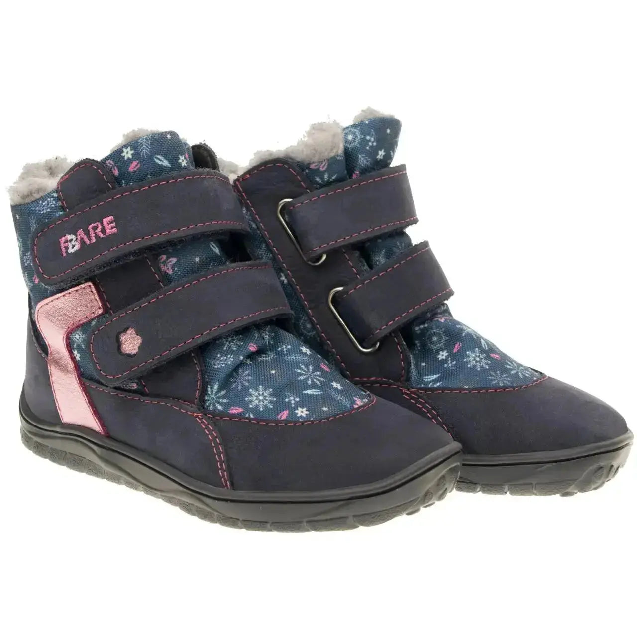 Fare Bare Kids - Frostky Winter Waterproof Blue/Pink - Botines barefoot infantiles impermeables calientes