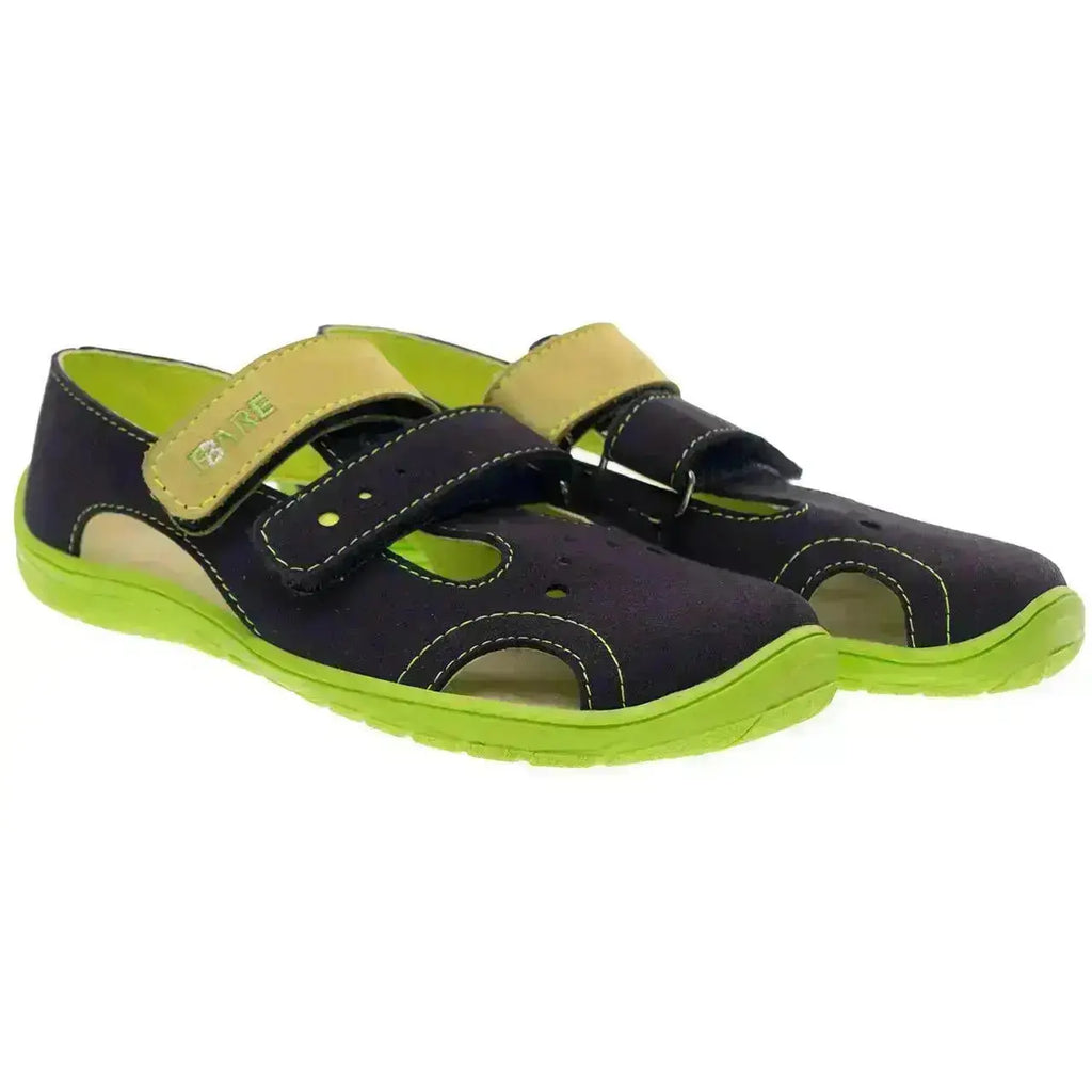 Fare Bare Kids - Summer Shoes Navy/Green A5363431 - Sandalias deportivas barefoot azul y verde infantiles