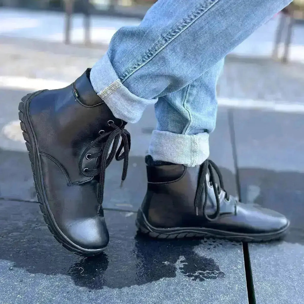 Fare Bare - Nivella Winter Black - Botines barefoot unisex calientes negros