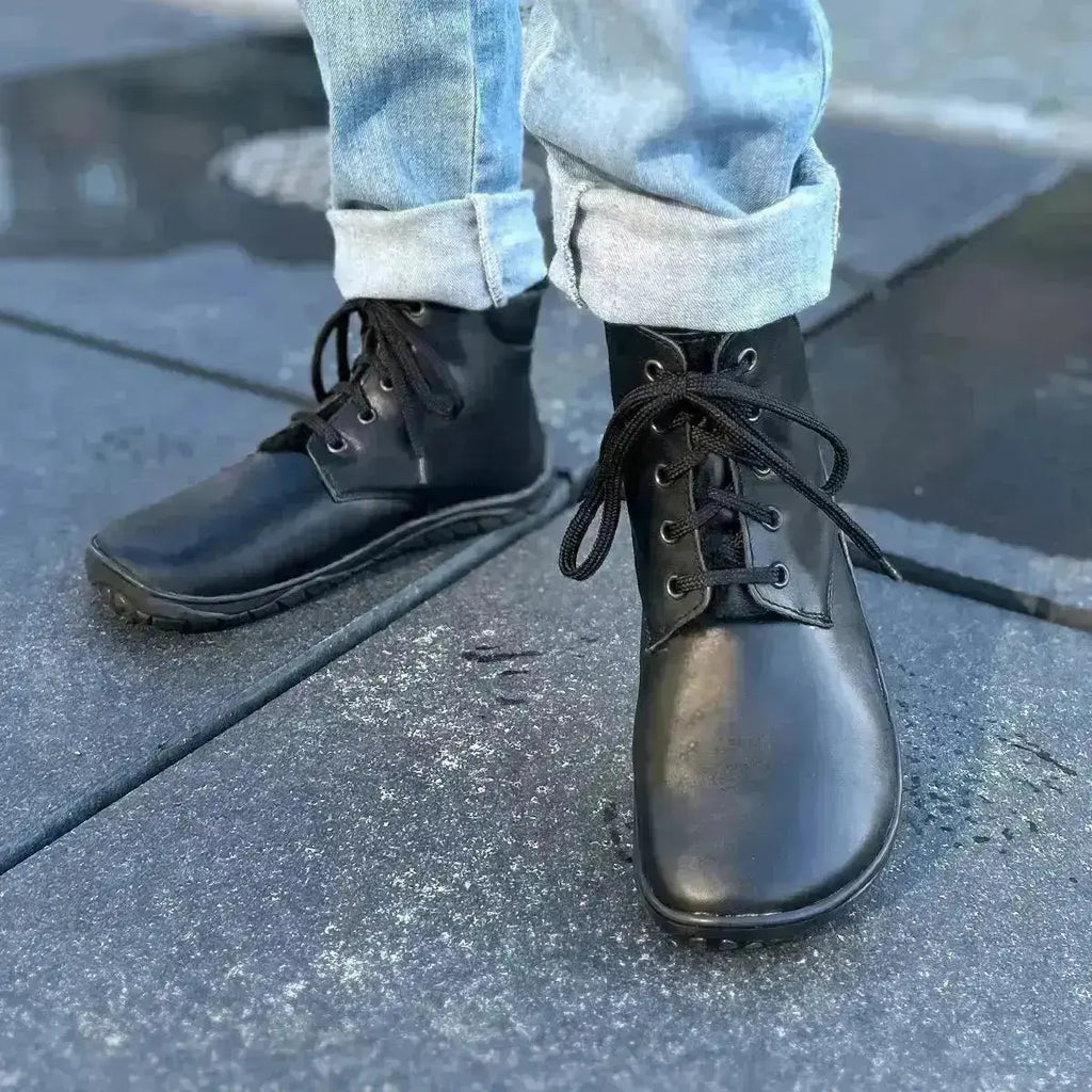 Fare Bare - Nivella Winter Black - Botines barefoot unisex calientes negros
