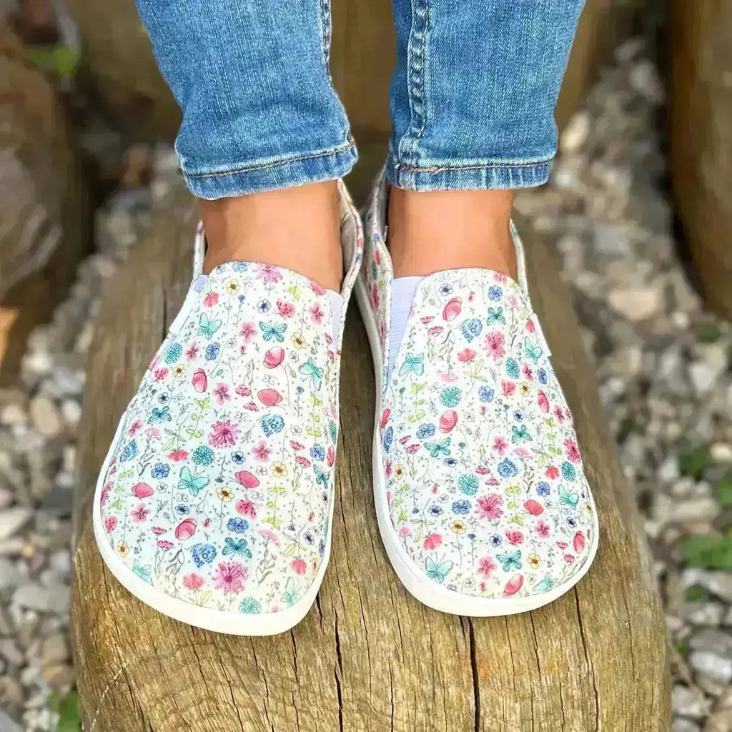 Fare Bare - Slip-On Flowers B5762452 - zapatillas sin cordones barefoot para mujer con estampado de flores