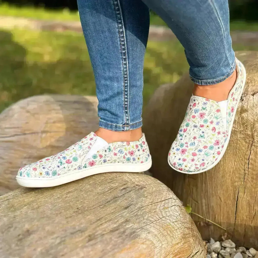 Fare Bare - Slip-On Flowers B5762452 - zapatillas sin cordones barefoot para mujer con estampado de flores