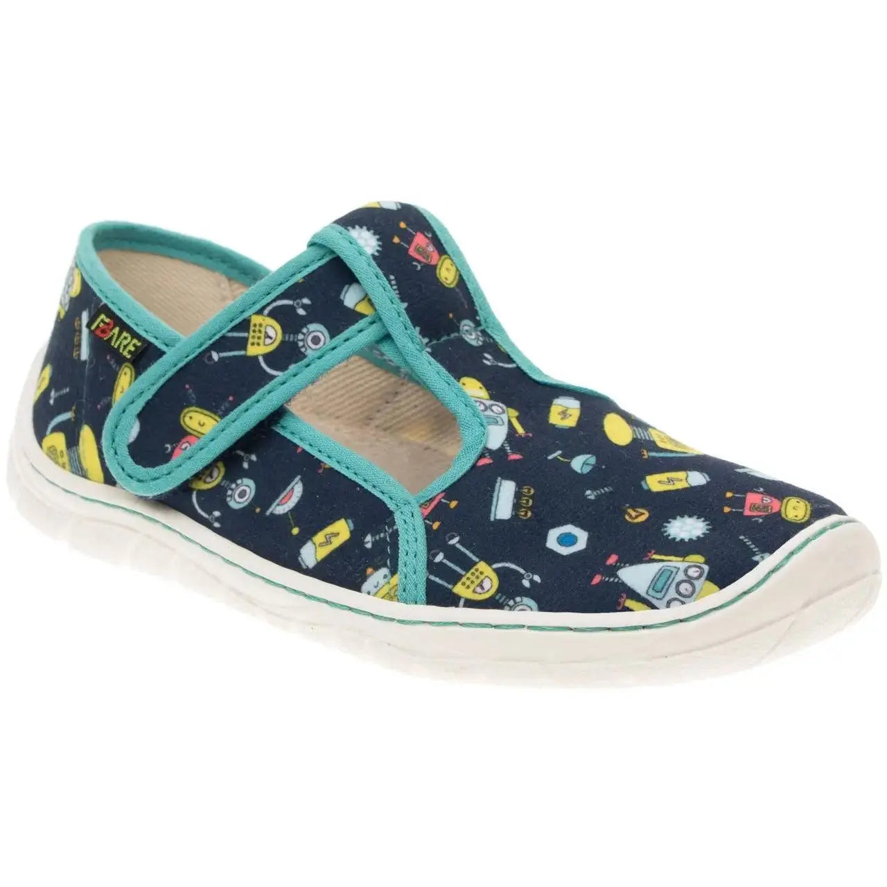 Chaussons barefoot Fare Bare bleus avec motif robots  Cacles Barefoot