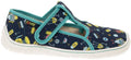 Fare Bare Slippers Blue Robots - Zapatillas de casa barefoot infantiles azules con estampado de robots  Cacles Barefoot