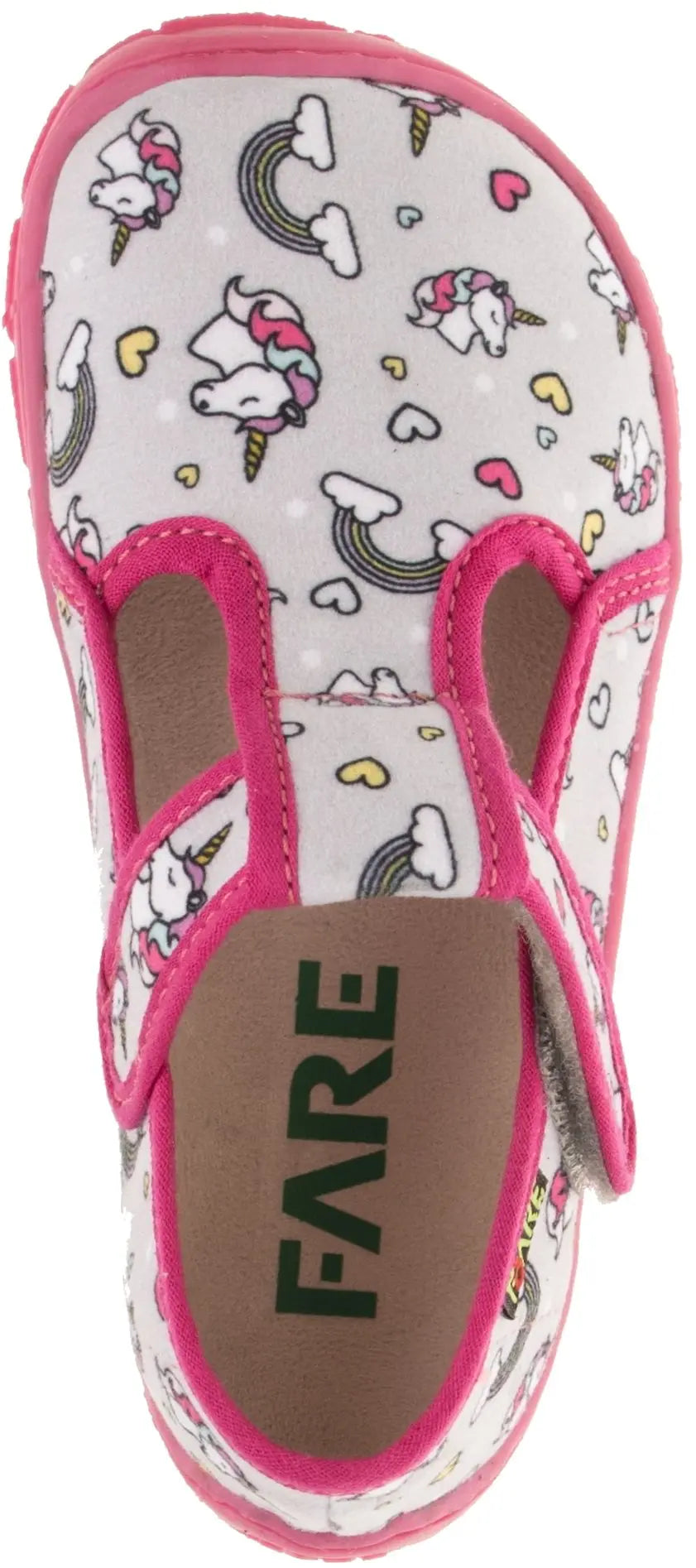Fare Bare Slippers Grey Unicorns - Zapatillas de casa barefoot infantiles grises con estampado de unicornios  Cacles Barefoot