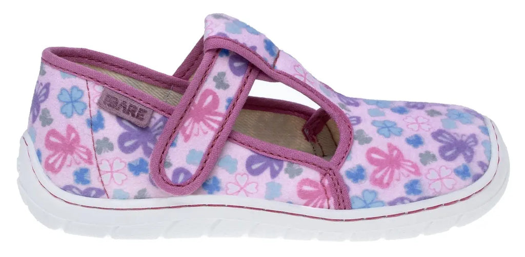 Fare Bare Slippers Pink Flowers - Zapatillas de casa barefoot infantiles rosas con estampado floral  Cacles Barefoot