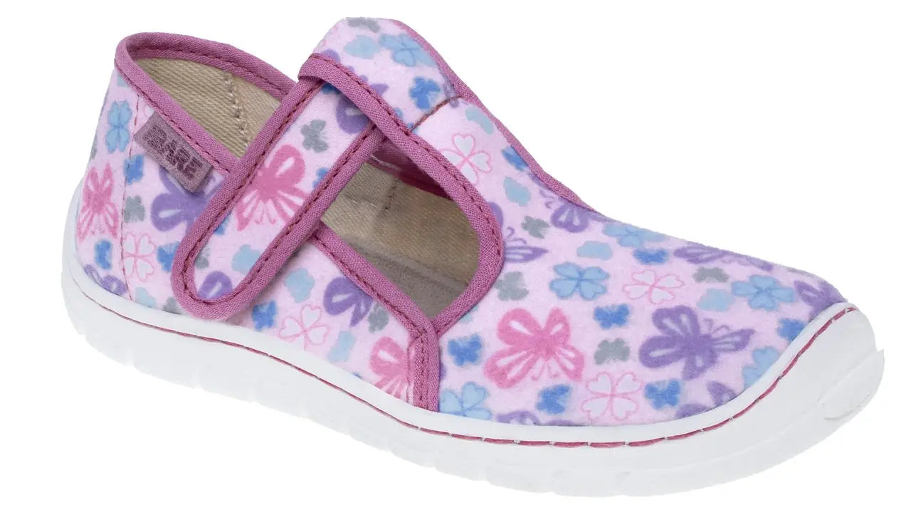 Fare Bare Slippers Pink Flowers - Zapatillas de casa barefoot infantiles rosas con estampado floral  Cacles Barefoot