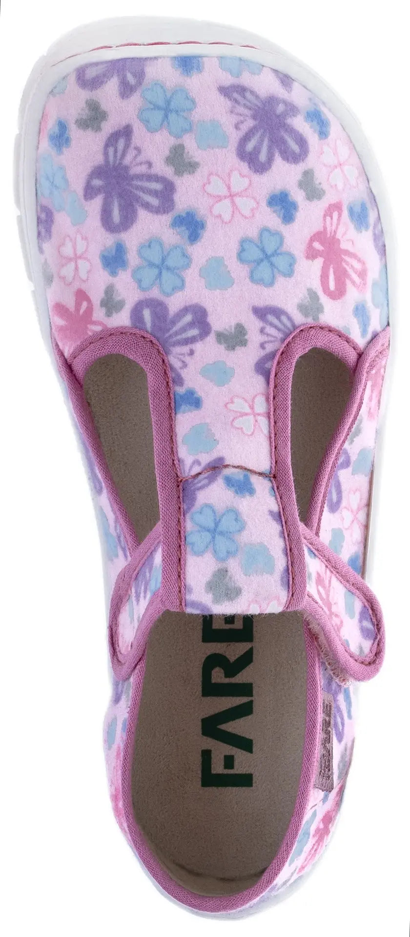 Fare Bare Slippers Pink Flowers - Zapatillas de casa barefoot infantiles rosas con estampado floral  Cacles Barefoot
