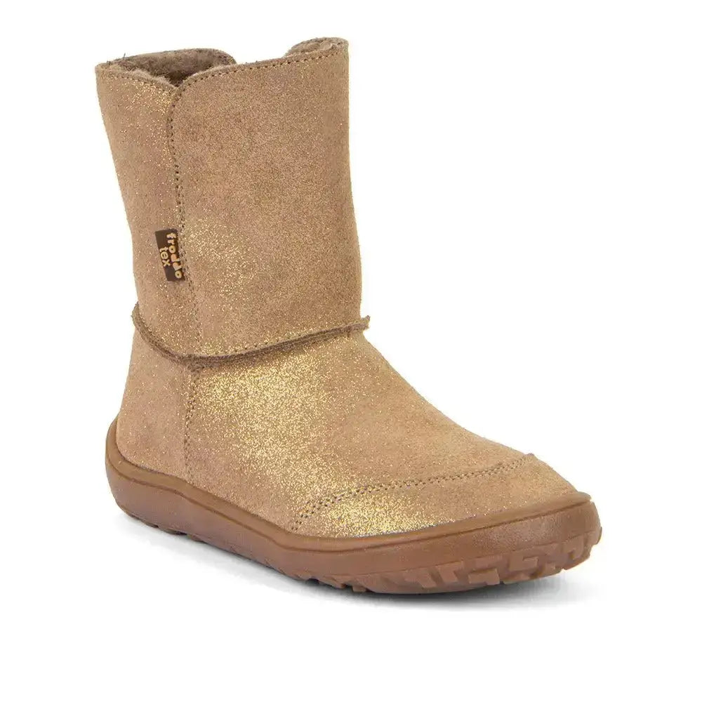 Froddo Barefoot - Tex Suede Gold Shine - Botines barefoot tipo australiano para mujer dorados
