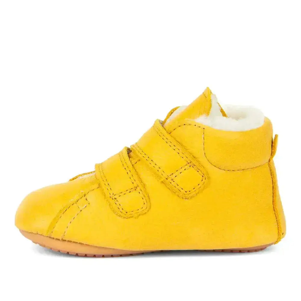 Froddo Prewalkers - Dark Yellow - Botitas respetuosas de primeros pasos amarillas con borreguito