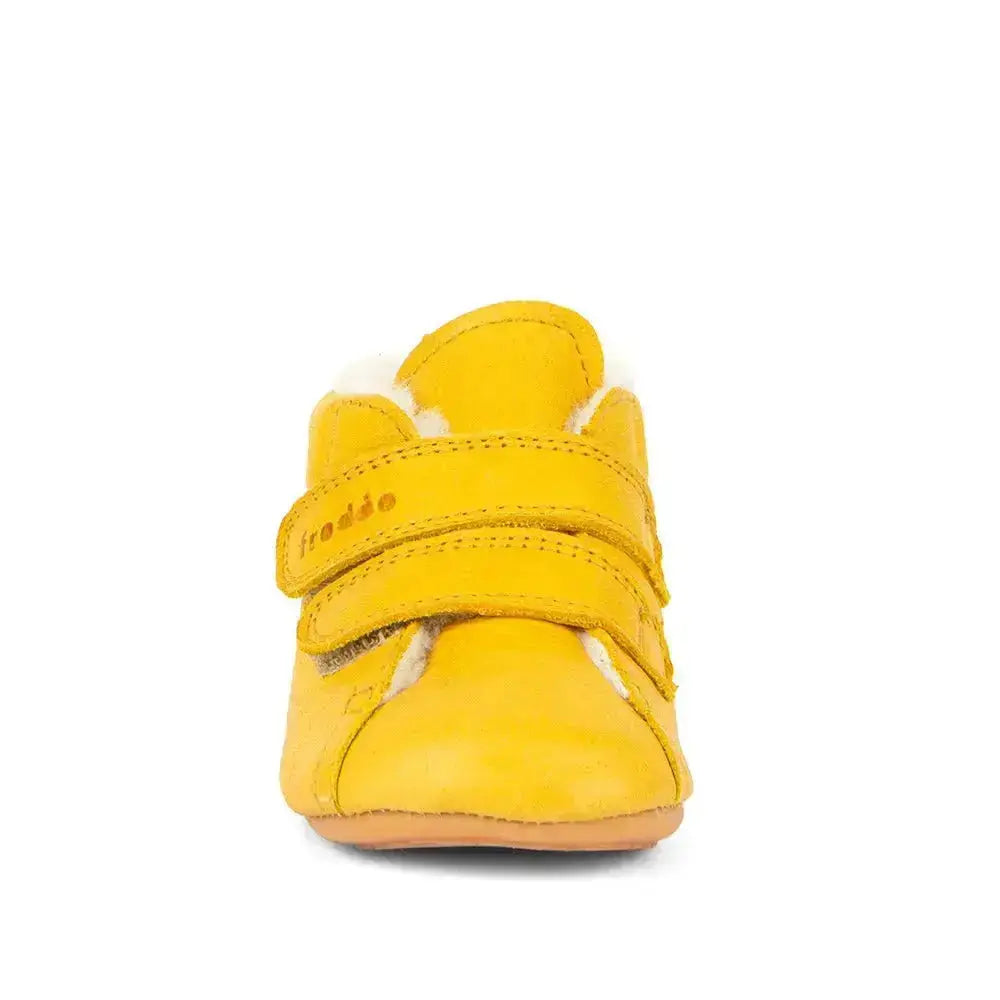 Froddo Prewalkers - Dark Yellow - Botitas respetuosas de primeros pasos amarillas con borreguito
