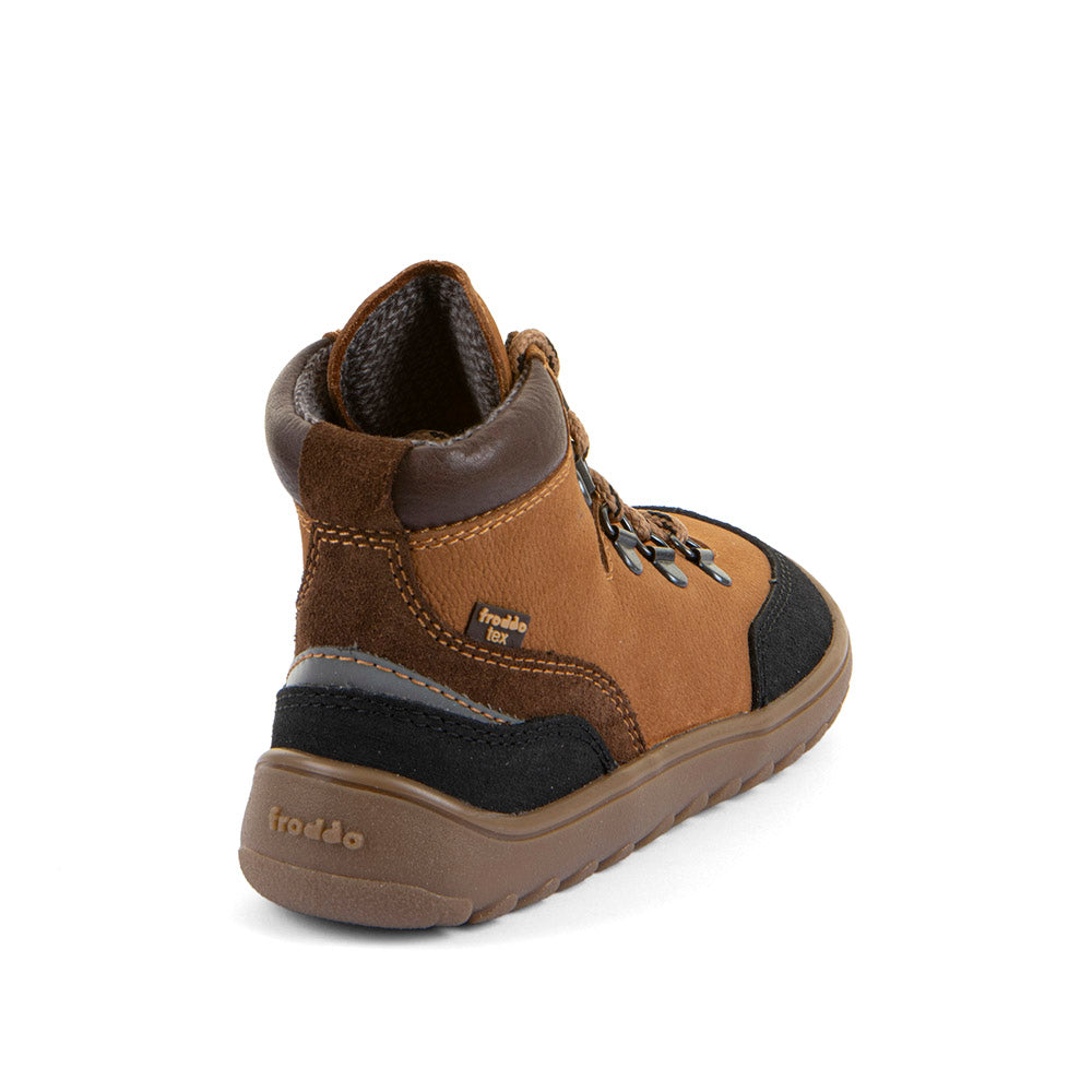 Froddo Barefoot Up Trail Tex Cognac - Botines barefoot repelentes al agua para mujer