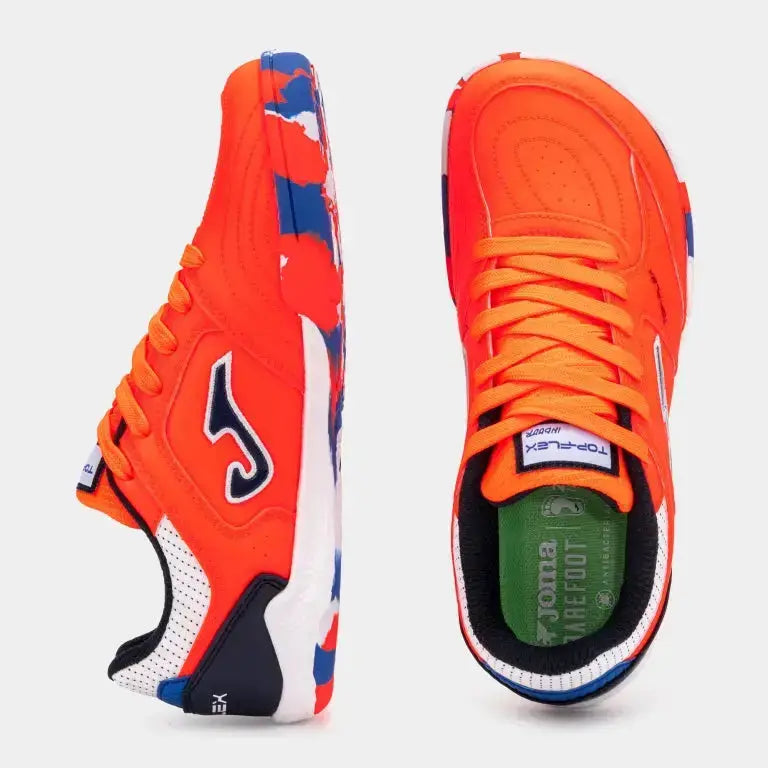 JOMA - Top Flex Junior Barefoot 2608 Naranja Indoor - Zapatillas barefoot de fútbol sala juveniles