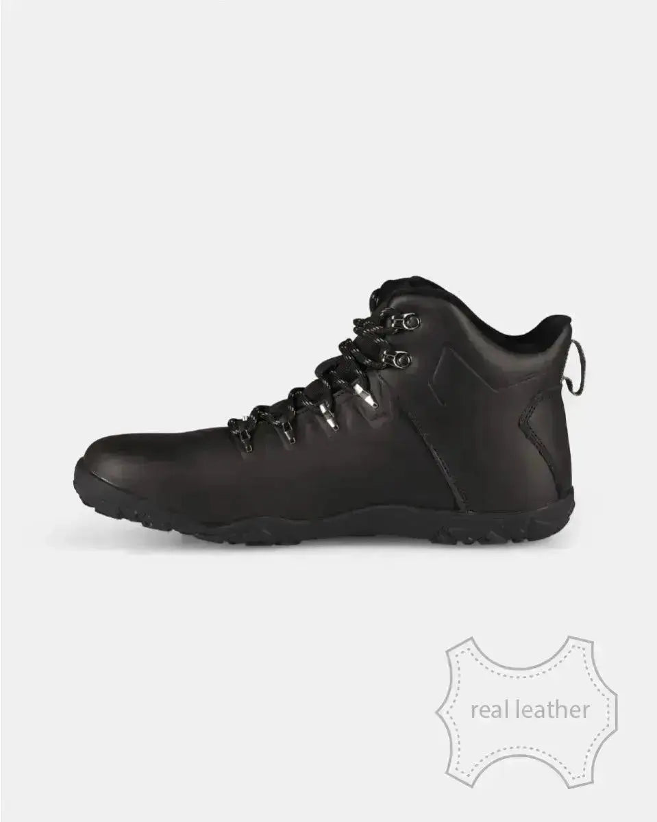 Kilpi Bare Leather High-U Black - Botas barefoot impermeables unisex para senderismo