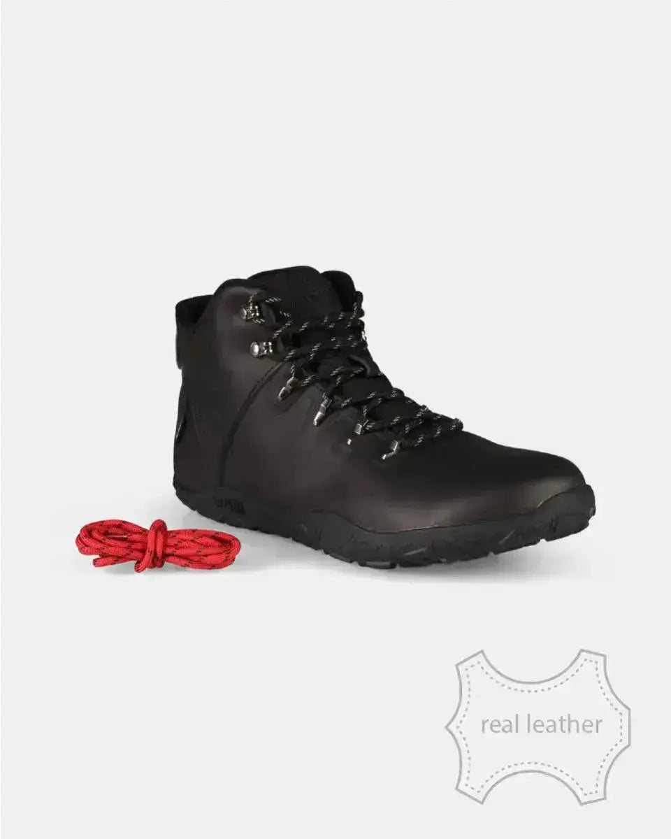 Kilpi Bare Leather High-U Black - Botas barefoot impermeables unisex para senderismo