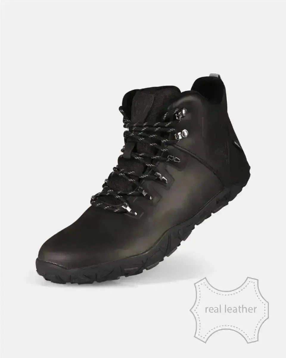 Kilpi Bare Leather High-U Black - Botas barefoot impermeables unisex para senderismo