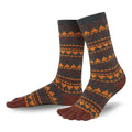 Knitido - Biwa Ull Braun / Orange - Calcetines Barefoot de dedos de Media Caña Nórdicos para Adultos