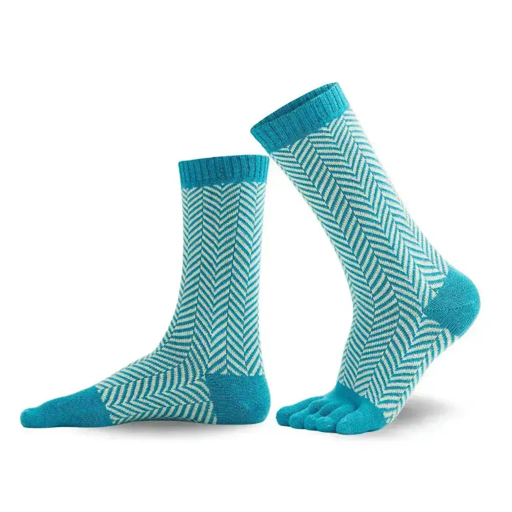 Knitido - Laine turquoise / vert clair - Chaussettes Nordiques Barefoot Mi-mollet