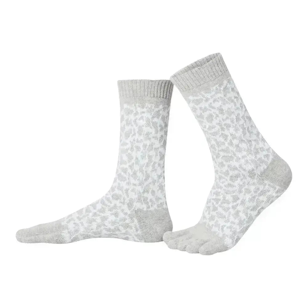 Knitido Trailer Garden Leopard - Calcetines de Dedos Barefoot leopardo Gris y Blanco para adultos