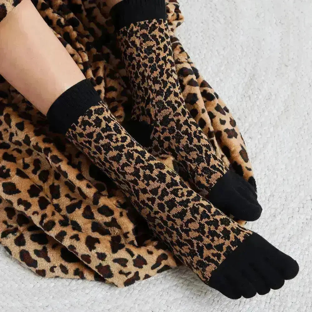 Knitido Trailer Garden Leopard - Calcetines de Dedos Barefoot leopardo para adultos
