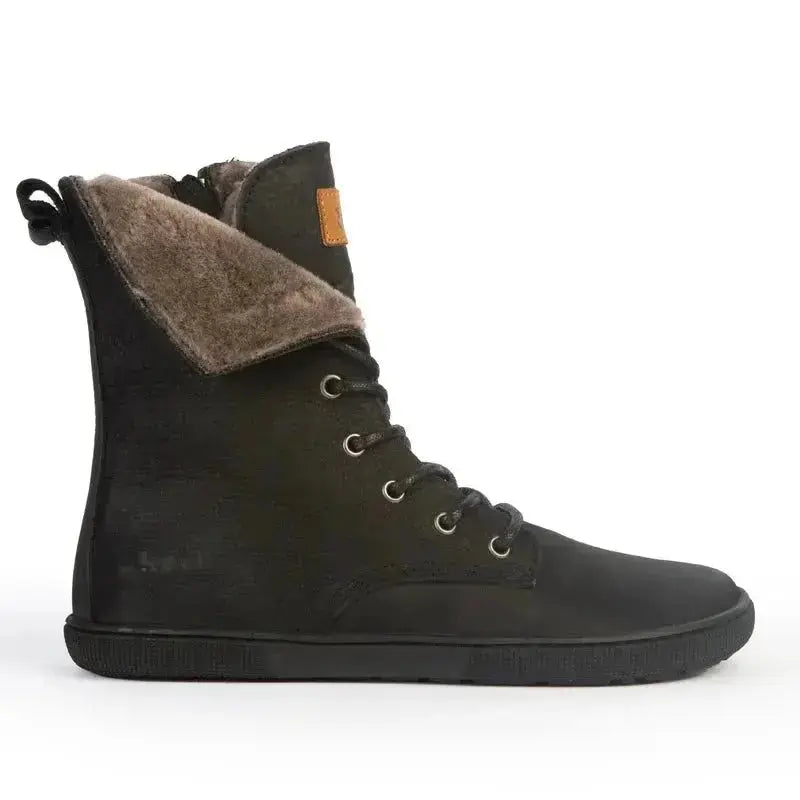 Koel - Faro Lambswool Black - Botas barefoot calientes unisex negras