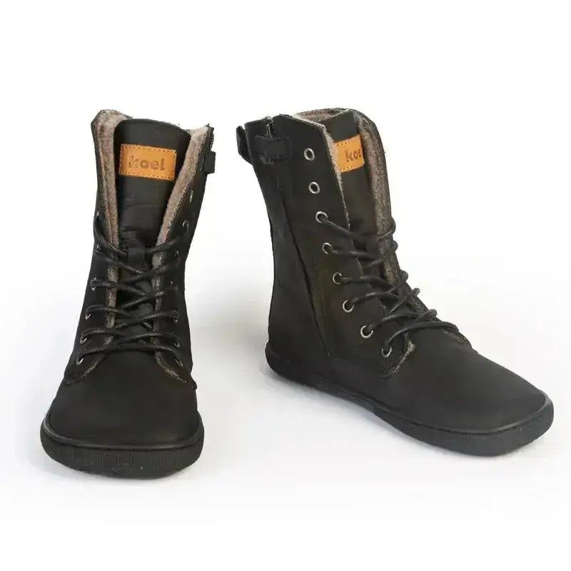 Koel - Faro Lambswool Black - Botas barefoot calientes unisex negras