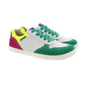 Koel Francie Leather White / Green - Zapatillas barefoot de piel retro para mujer