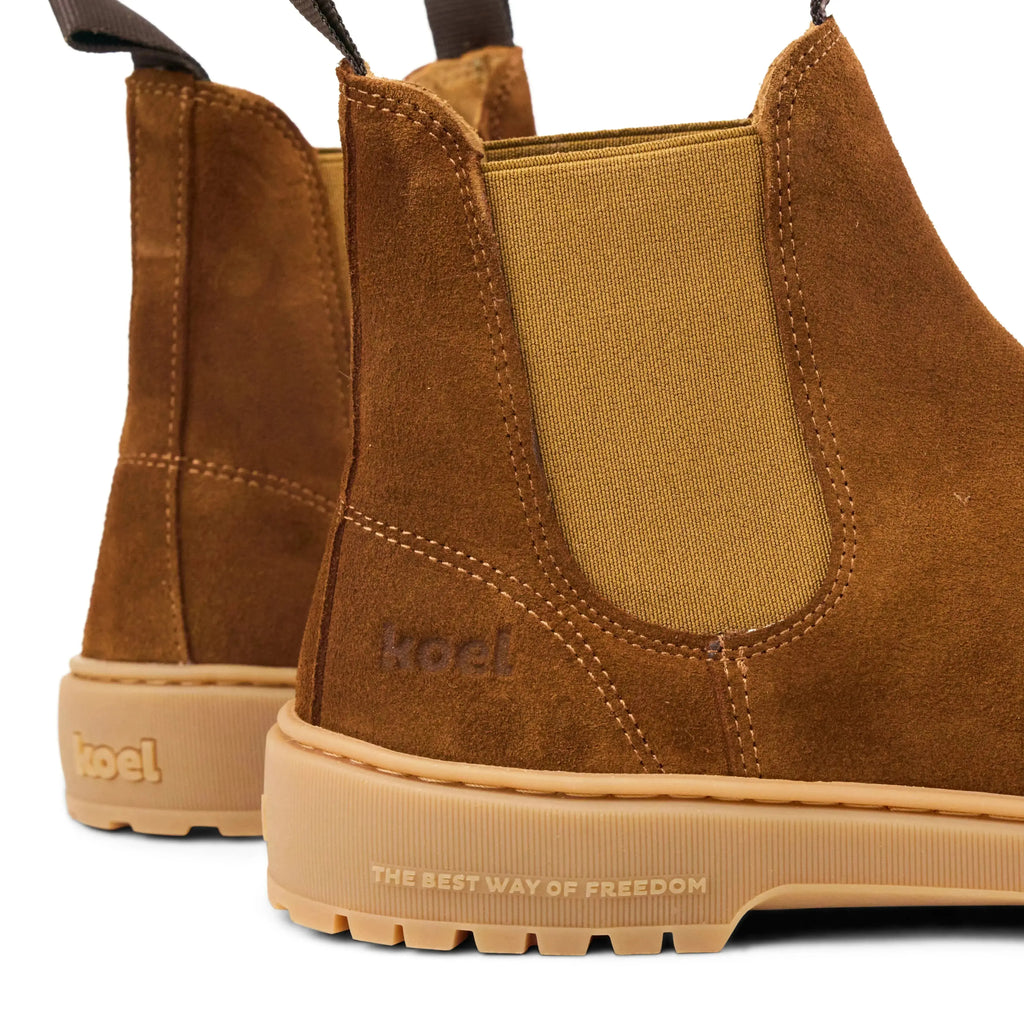 Koel Gavien Suede Cognac - Botines chelsea barefoot de mujer marrones