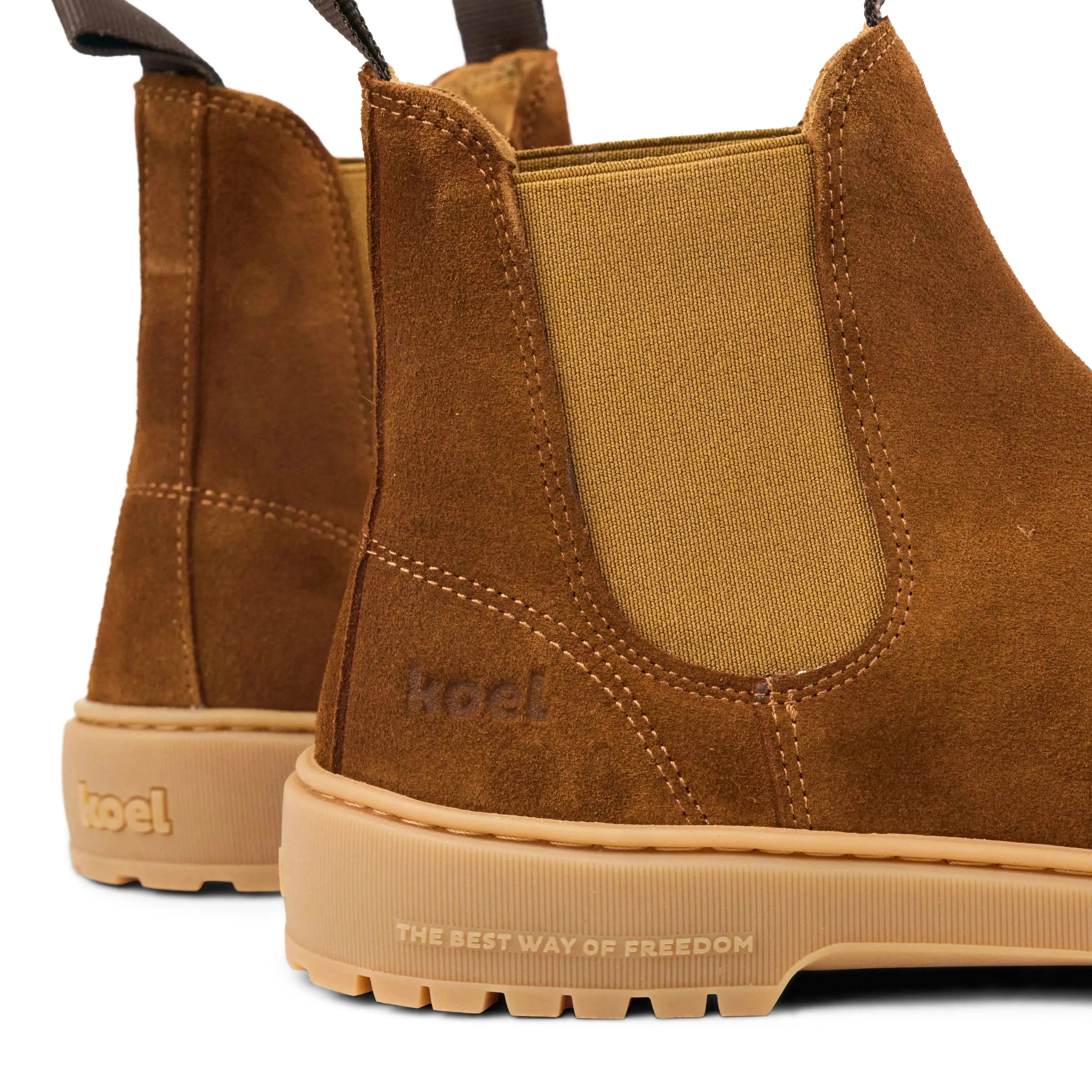 Koel Gavien Suede Cognac - Botines chelsea barefoot de mujer marrones