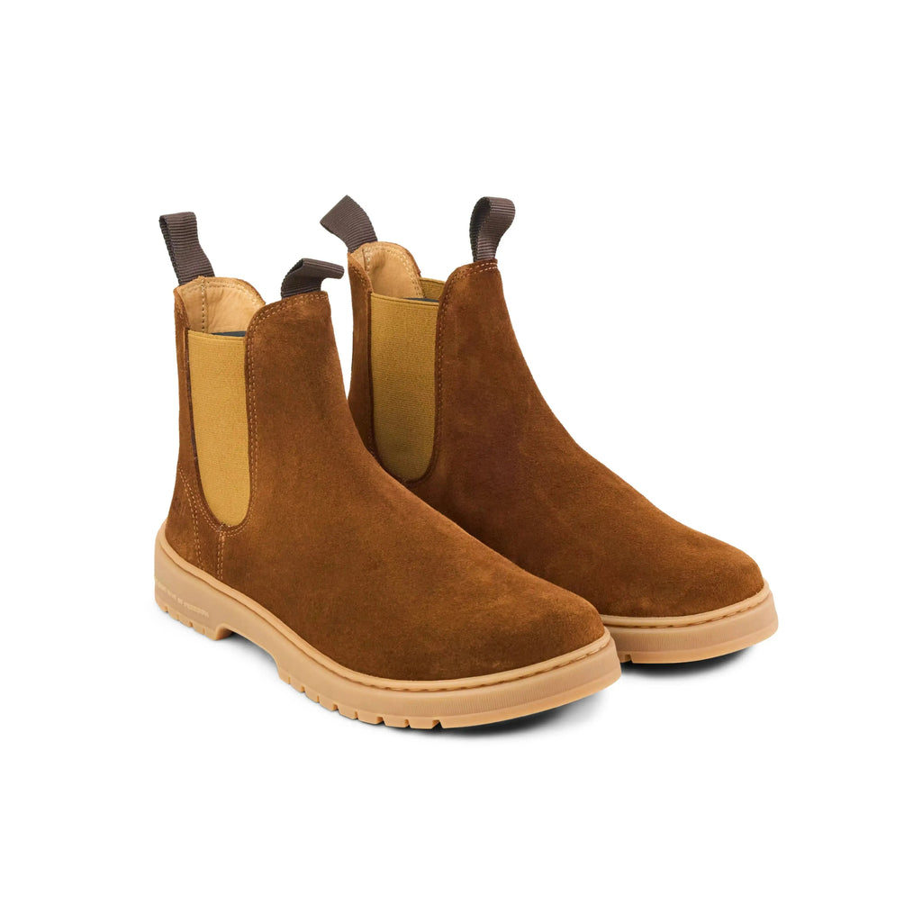 Koel Gavien Suede Cognac - Botines chelsea barefoot de mujer marrones