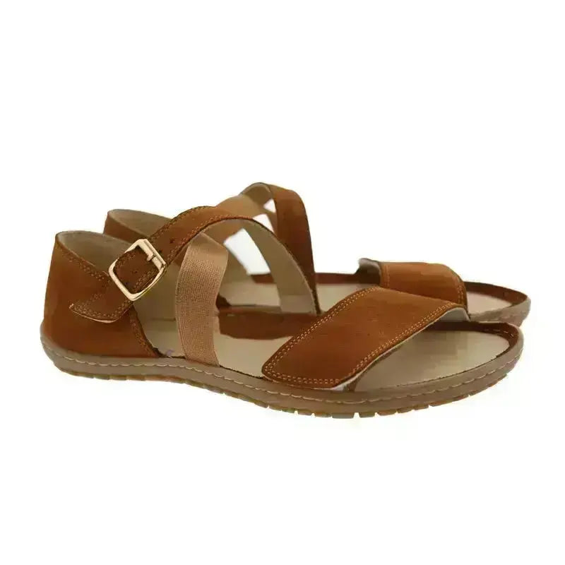 Koel - Isa Suede Cognac - Sandalias barefoot marrones para mujer