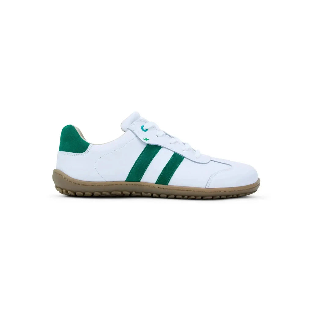 Koel Men - ILO Napa Off White/Green - Zapatillas Barefoot Retro de piel blancas con verde para hombre