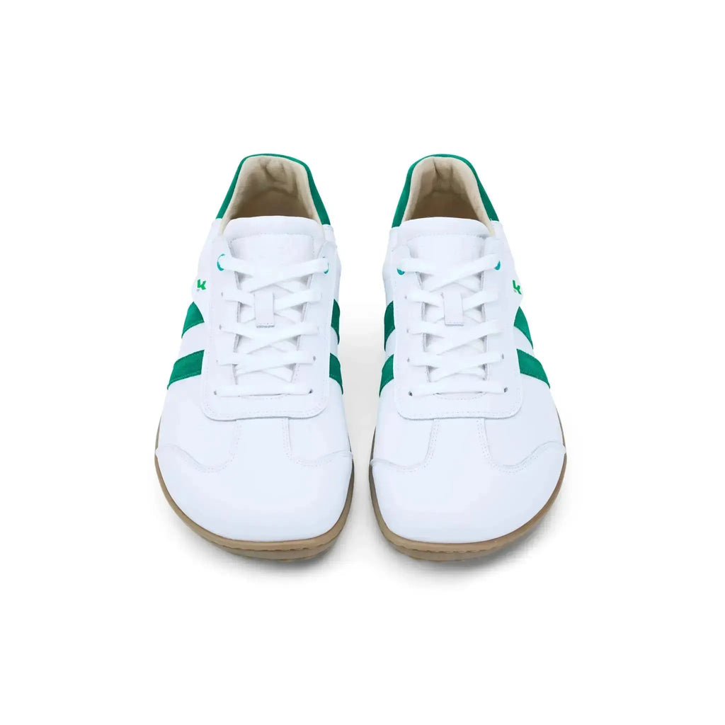 Koel Men - ILO Napa Off White/Green - Zapatillas Barefoot Retro de piel blancas con verde para hombre