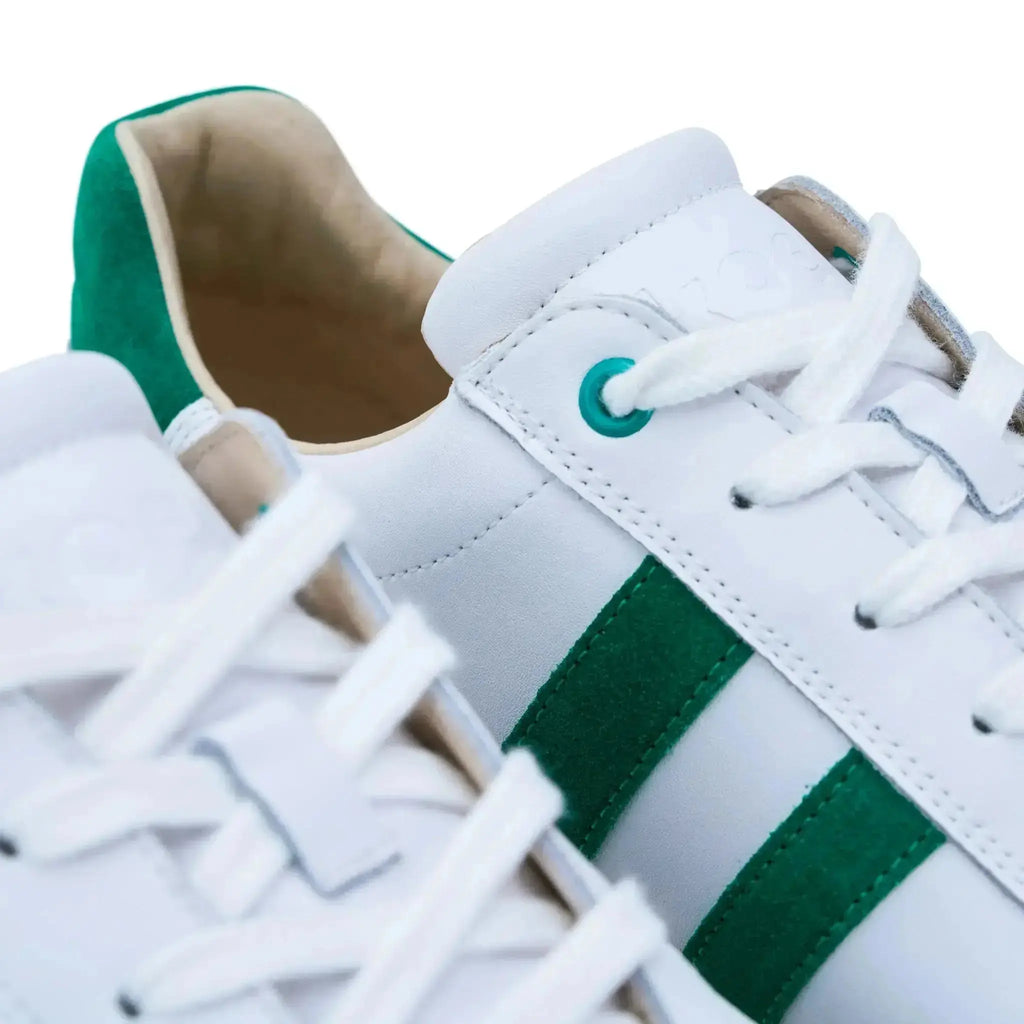 Koel Men - ILO Napa Off White/Green - Zapatillas Barefoot Retro de piel blancas con verde para hombre