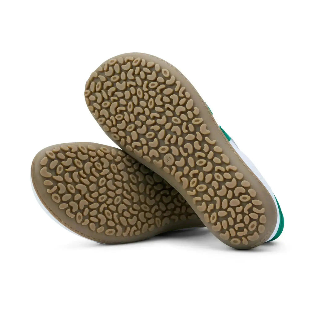 Koel Men - ILO Napa Off White/Green - Zapatillas Barefoot Retro de piel blancas con verde para hombre