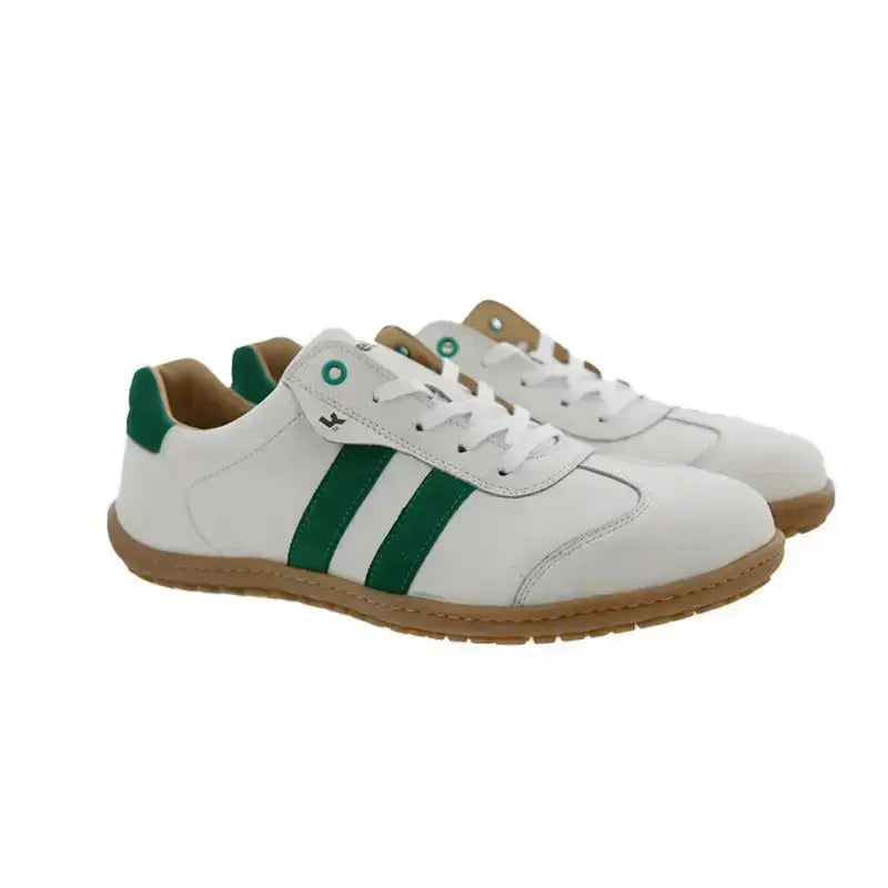 Koel Men - ILO Napa Off White/Green - Zapatillas Barefoot Retro de piel blancas con verde para hombre