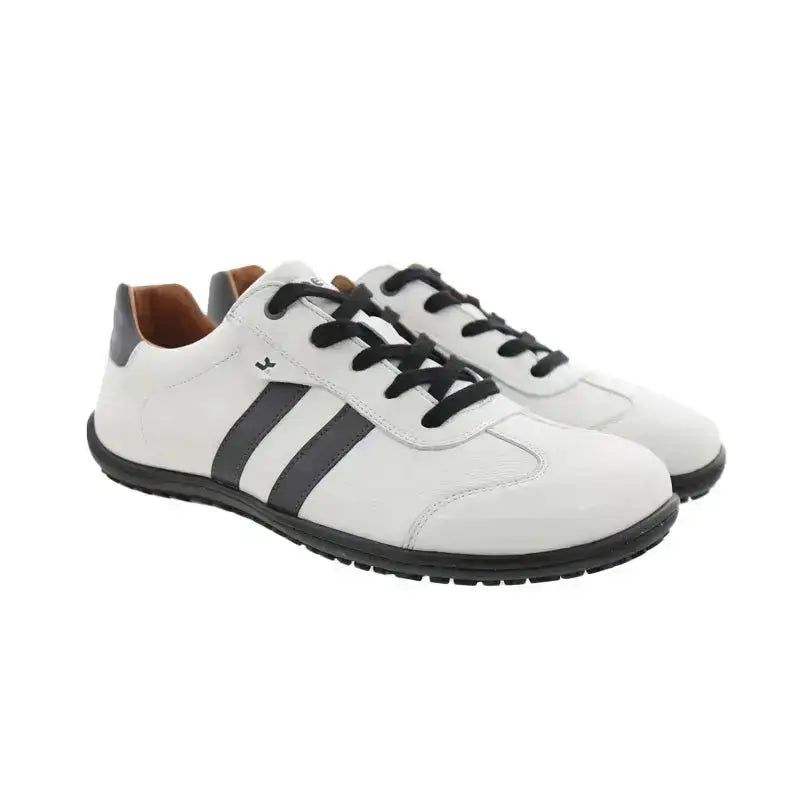 Koel Men - ILO Napa Off White/Grey - Zapatillas Barefoot Retro de piel blancas con gris para hombre