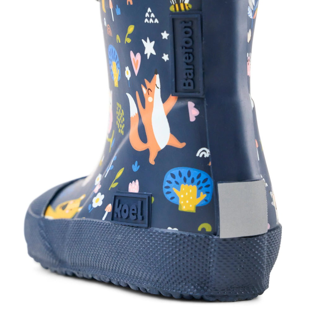 Koel Wibi Bear Blue - botas de agua respetuosas de primeros pasos azules con estampado de ositos  Cacles Barefoot